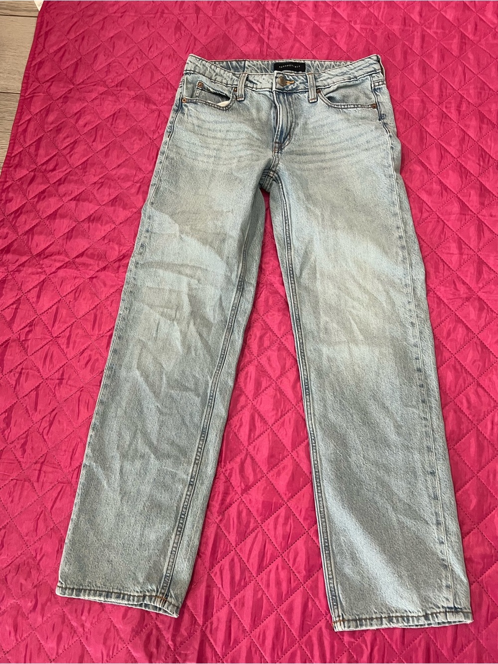 Men's Light Wash Straight Leg Jeans - Light Blue